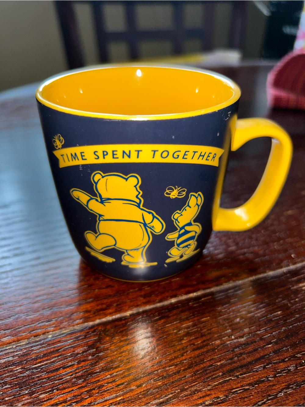 Winnie the Pooh Yellow & Navy Ceramic Mug - Time Spent Together